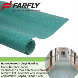 Medical Grade Homogeneous Vinyl PVC Flooring Roll For Nursing Home Waterproof Anti-acid Plastic Flooring For Operation Room