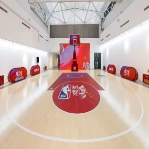 Custom Logo Design Professional FIBA Approved Fire Retardant Gym Floor for Basketball Court