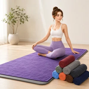 Microfiber Terry Yoga Mat Towel Moisture Absorbent AZO Lead-Free Dye Solid Color
