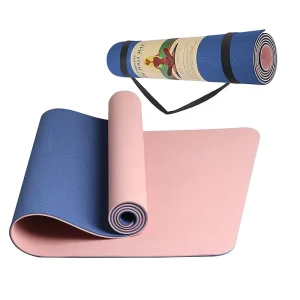 Mini TPE Suede Yoga Mat with Alignment Lines, 6mm Suede and 10mm Rubber Fabric, Waterproof Non-Slip