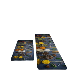 Modern 2-Piece Kitchen Rug Set Washable Non-Slip Kitchen Mats Waterproof Floor Rug Runner Doormat Foam Plastic