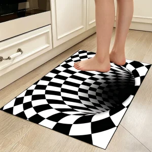 Modern 2-Piece Washable Non-Slip Waterproof Foam Plastic Kitchen Rug Set with Runner Doormat