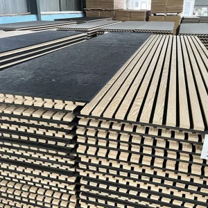 Modern 3D Wood Slat Acoustic Panels for Hotel Soundproof Decorative Wall Cladding with 80% Noise Reduction Interior Design