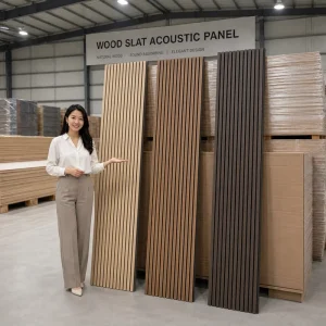 Modern Acoustic Insulation Solid Wood Slat Wall Panels Sound Absorbing Waterproof Eco Friendly for Hotel and School Auditorium