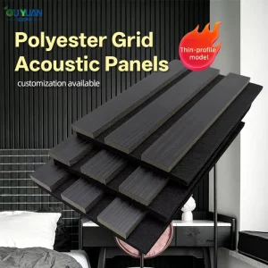Modern Black Melamine 5mm Thick Wooden Slat Acoustic Panels Highly Effective Sound Absorption for Bedroom Living Room Hotel