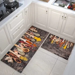 Modern Crystal Velvet Washable Kitchen Mat Set, Anti-Slip, Waterproof, and Anti-Fatigue