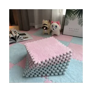 Modern DIY Interlocking Floor Foam Mats Tiles Non Slip PET Friendly Stain Resistant Washable Plush Carpet Baby Play Prayer Home