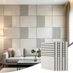 Modern Decorative Sound Dampening Acoustic Wall Panels 6 Pack 31.5×23.6 Inch High Density Sound Absorbing Veneer PET Wall Panels