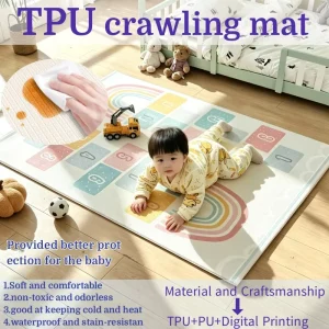 Modern Design 1.4m Diameter TPU Baby Crawling Mat Home Use Cartoon Pattern Educational Toy 1.5cm Thick