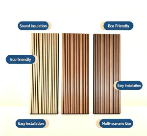 Modern Design Polyester Fiber & MDF Acoustic Wall Panels 60% NRC Sound Insulation for Conference Rooms Offices Hotels Schools