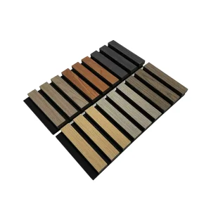Modern Design Polyester Pet Panel MDF Slatted Wooden Board Wall Home Hotel Decorate Slat Acoustic Panel Popular Graphic Solution