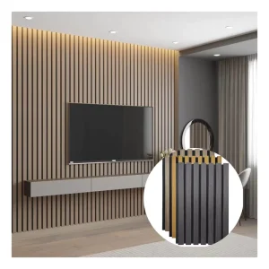Modern Design Wide Slat Acoustic Panel with Veneer Finish for Hotel Projects