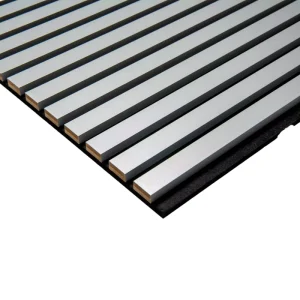 Modern European Silver Acoustic Slat Panel Eco-Friendly 90% Noise Reduction MDF Wood Wall Decoration Soundproof Interior