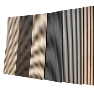 Modern European Style Decorative Acoustic Wood Slat Wall Panels MDF PET Core for Noise Reduction