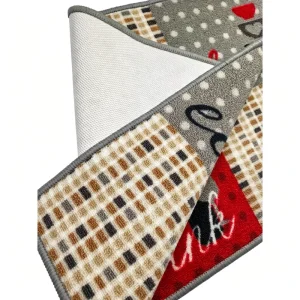 Modern Floral Kitchen Mat Non-Slip Floor Rug with PVC Backing Cushioned Polyester Material