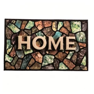 Modern Floral Outdoor Door Mat Non-Skid Machine-Cut Durable Polyester