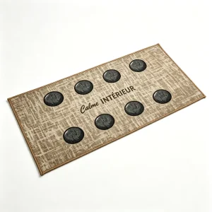 Modern Geometric Kitchen Runner Mat with Polyester Latex Anti Slip Backing Oil Proof & Water Absorbent Black Stone Pattern