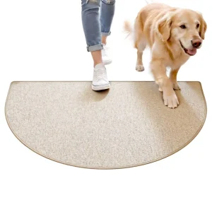 Modern Half Circle Floor Mat 30”x17” Non-Slip Washable Absorbent Low Profile Polyester Soft Office Front/Back Door
