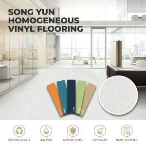 Modern Homogeneous Vinyl Floor Roll 2mm Anti-bacterial PVC Flooring for Medical Hospital Education School Commercial Office