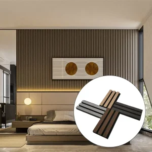 Modern Interior Black Wooden Slat Acoustic Panels Fluted Wall Ceiling Decor Sound Absorbing Acupanel for Cinema Home Theater