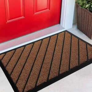 Modern Large Outdoor Double Striped Entry Mat Non-Slip Cushioned Washable Welcome Mat for Hotel/Office Easy Cleaning Door Mat