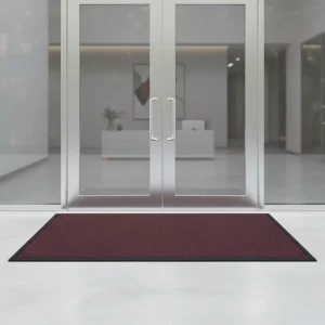 Modern Large-sized Striped Cut Pile Plaid Pattern Non-Slip Durable Thin Machine Made Rubber Rectangle Door Mats OEM