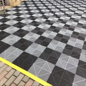 Modern Modular Plastic Floor Tiles Click Lock Interlocking PP Garage Flooring For Indoor Use Car Workshop Showroom Wet Areas