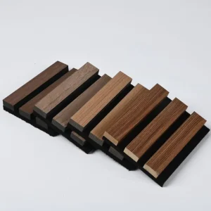 Modern Natural Wood Veneer Wood Slat Acoustical Panel High Density Polyester Fiber Sound Insulation Material for Bedroom Studio