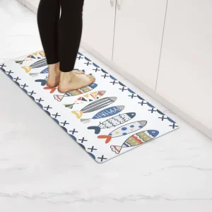 Modern PVC Anti-Fatigue Kitchen Floor Mat Waterproof Carpet Non-Slip Rug Washable Bohemia Design Cushioned Novelty