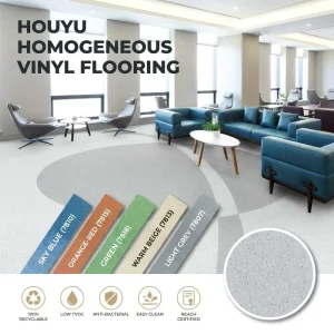 Modern PVC Homogeneous Vinyl Flooring Roll Recyclable Low TVOC REACH Certified Anti slip Antibacterial Hospital Office