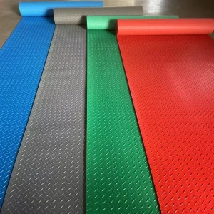 Modern PVC Rubber Flooring Mat Roll Waterproof Coin Pattern Garage Home Workshop Mall