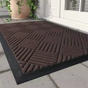 Modern Rectangle Welcome Doormat Pattern Rug Cushioned Polypropylene Door Floor Mat for Home Hotel Office Outdoor Washable