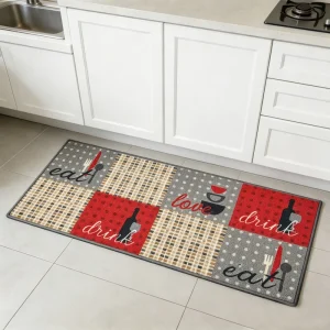 Modern Reversible Non-Slip Outdoor Balcony Door Mat, Washable Polyester Floor Mat for Home or Hotel