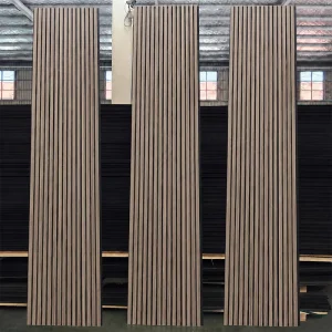 Modern Slatted Acoustic Wood Wall Panels 2700mm Oak Walnut Natural Timber Veneer Sound Absorbing Decor Ceiling Sheet Slab