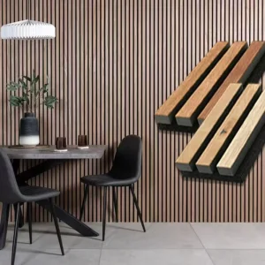 Modern Solid Wood MDF Acoustic Slat Panels Sound Insulation Fireproof Polyester Wall Board Wooden Sound absorbing Panel