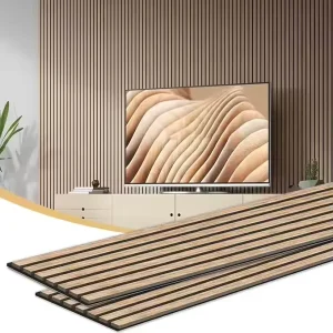 Modern Soundproof 3D Wood Slat Acoustic Wall Panels for Dining and Household Interior Decor