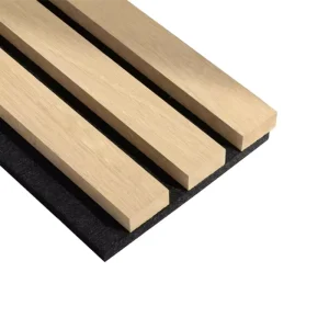 Modern Soundproof Acoustic Decorative Features Rubber Wood Slat Wall Panels Board for Home Office Living Room