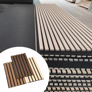 Modern Soundproof Wooden Acoustic Slats Wall Panel Waterproof 90% Noise Reduction Eco Friendly Easy Install Bedroom Apartment