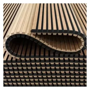 Modern Soundproof Wooden Acoustic Slats Wall Panel Waterproof 90% Noise Reduction Eco Friendly Easy Install Bedroom Apartment