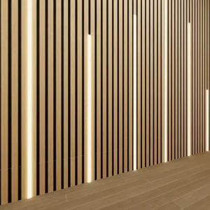 Modern Soundproofing Wooden Acoustic Slat Wall Panels LED Light Sound Absorbing Fireproof Eco-Friendly 3D Design Hotel Apartment
