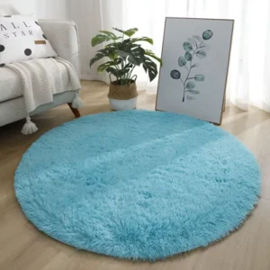 Modern Style Round Soft Decorative Bedside Fuzzy Floor Mat for Bedroom Floor Sofa Living Room Area Rug Non-Slip Carpet