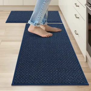 Modern Tufted Non-Slip Washable Polypropylene Kitchen Runner Rug Sets of 2 Stain Resistant Floor Mat for Sink