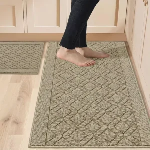 Modern Tufted Polypropylene Soft Kitchen Rug Mat Non Slip Stain Resistant Washable Rectangular