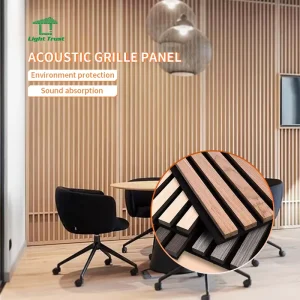 Modern Waterproof MDF Acoustic Panels Sound Absorption Wooden Grille Design Flame Retardant 3 Year Warranty Graphic Design