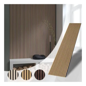 Modern Wide Slat Acoustic Panel with Veneer Finish Durable Wooden Acoustic Panels for Living Room Bedroom & Hall