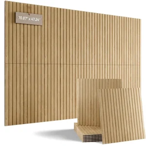 Modern Wood Grain Acoustic Wall Panels Custom Size Home Office Felt Bulletin Board Cork Board Adhesive Tabs NRC 0.9