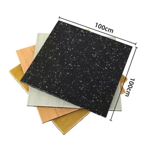 Modern Wood-Grain Gym Floor Tiles, Non-Toxic Waterproof Rubber Mat, Noise Reduction
