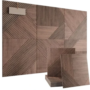 Modern Wood Look PET Acoustic Panels Self Adhesive Waterproof Eco Friendly Soundproofing NRC 0.9 for Living Room Home Offices