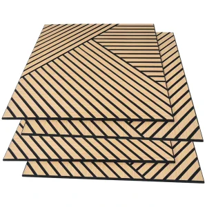 Modern Wooden Grille Acoustic Panel with MDF E1 Grade Eco Friendly Polyester Fiber Backing for Household Use