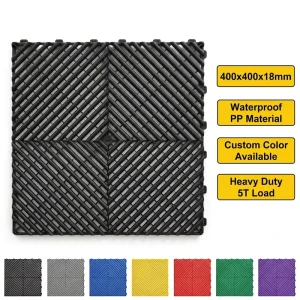 Modular Colorful Interlocking Plastic Garage Floor Tiles for Car Detailing Shops and Workshops